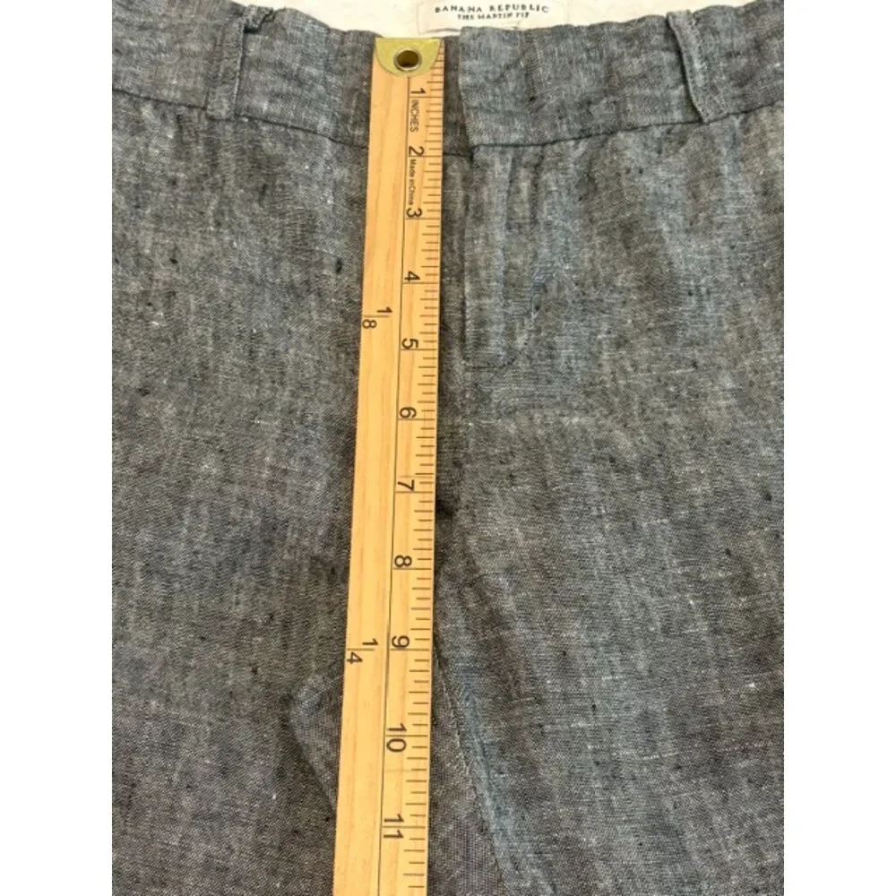 Banana Republic Martin Fit Grey 100% Linen Wide Trousers Pants Womens 4